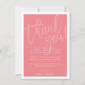 Invitation MARIAGE MERCI brosse lettré écriture corail rose (Devant)