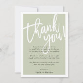 Invitation MARIAGE MERCI brosse texte écrit sauge vert (Devant)