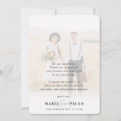 Invitation MARIAGE MERCI photo élégante calligraphie calligra (Dos)