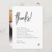 Invitation MARIAGE MERCI photo handletée message moderne (Devant / Derrière)