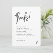 Invitation MARIAGE MERCI photo handletée message moderne (Debout devant)