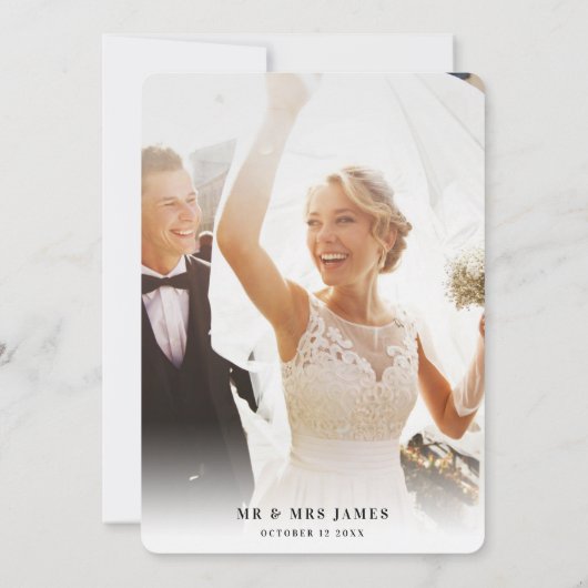 Invitation MARIAGE MERCI photo handletée message moderne (Dos)