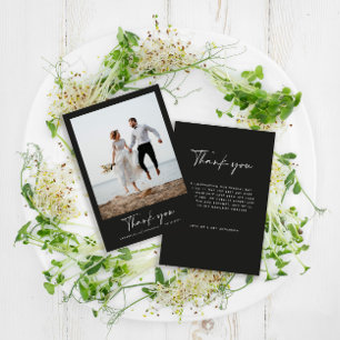 Invitation Mariage merci photo moderne script minimal