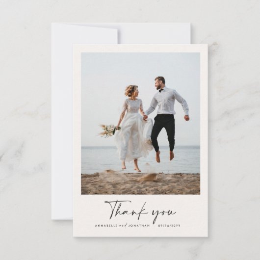 Invitation Mariage merci photo moderne script minimal (Devant)