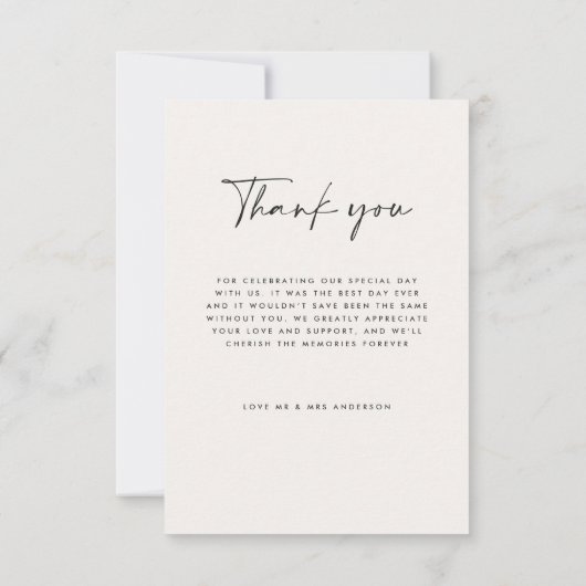 Invitation Mariage merci photo moderne script minimal (Dos)