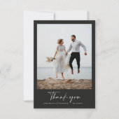 Invitation Mariage merci photo moderne script minimal (Devant)