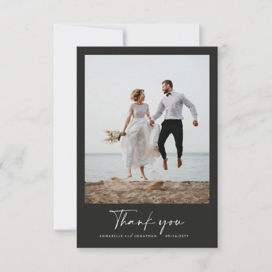 Invitation Mariage merci photo moderne script minimal (Devant)