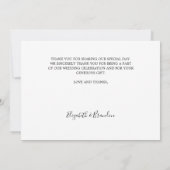 Invitation Mariage merci photo noir blanc script (Dos)