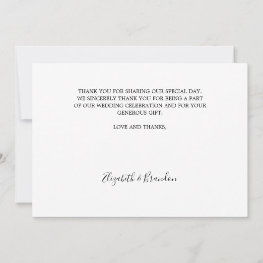 Invitation Mariage merci photo noir blanc script (Dos)