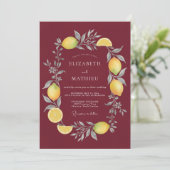 Invitation Mariage Merlot Citron Eucalyptus (Debout devant)