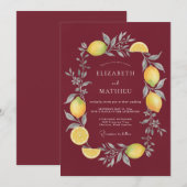 Invitation Mariage Merlot Citron Eucalyptus (Devant / Derrière)