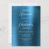 Invitation Mariage Métal Brossé Bleu Sarcelle Script (Devant)