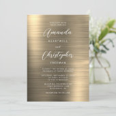 Invitation Mariage Métal Brossé Or Script (Debout devant)