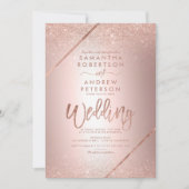 Invitation Mariage métallique d'aluminium d'or de typographie (Devant)