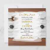 Invitation Mariage métallique en bois et vapeur (Dos)