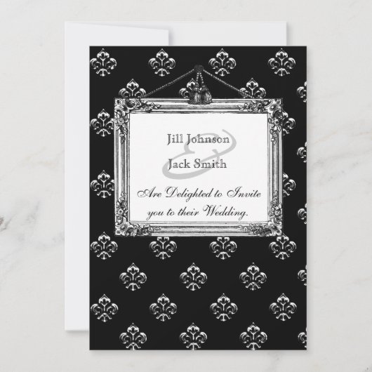 Invitation Mariage métallique Fleur de lis (Argent) (Devant)