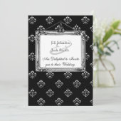 Invitation Mariage métallique Fleur de lis (Argent) (Debout devant)
