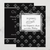 Invitation Mariage métallique Fleur de lis (Argent) (Devant / Derrière)