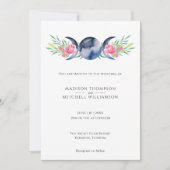 Invitation Mariage métaphysique floral de rose de phase de lu (Devant)