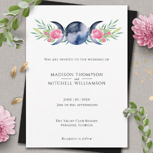 Invitation Mariage métaphysique floral de rose de phase de lu