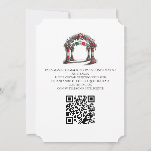 Invitation Mariage mexicain Célébration du code QR (Dos)