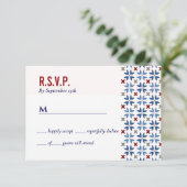 Invitation Mariage mexicain de carreaux rouges de la marine e (Debout devant)