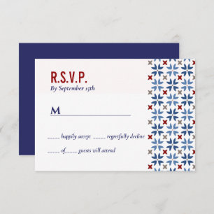 Invitation Mariage mexicain de carreaux rouges de la marine e