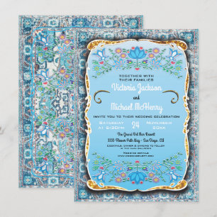 Invitation Mariage mexicain Fiesta parties scintillant d'or f