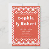 Invitation Mariage mexicain Fiesta Red Papel Picado Boho (Devant)