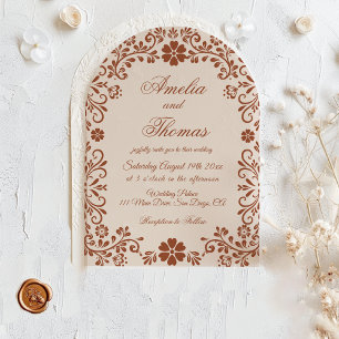 Invitation Mariage Mexicain Floral en Terracotta Rustique