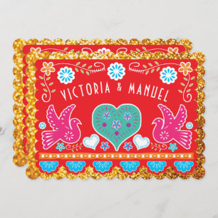 Invitation Mariage mexicain Papel Picado Parties scintillant