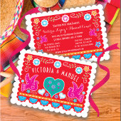 Invitation Mariage mexicain Papel Picado Parties scintillant 