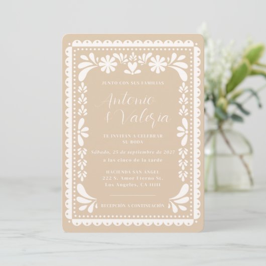 Invitation Mariage Mexicain Papier Découpé Haciend (Debout devant)