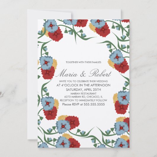 Invitation Mariage Mexicaine Thème Vin Vin Floral Bunch (Devant)