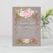 Invitation Mariage mi-été Floral Violet Blush Gold Sage (Debout devant)