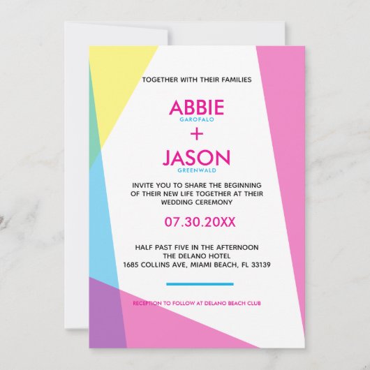 Invitation Mariage Miami Nights (Devant)