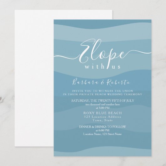 Invitation Mariage Micro Bleu (Devant / Derrière)