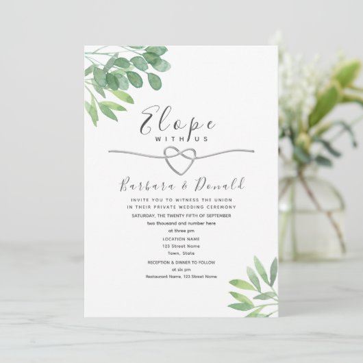 Invitation Mariage micro vert Sage (Debout devant)
