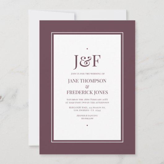 Invitation Mariage Midnight Plum (Devant)