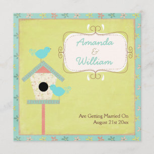 Invitation Mariage mignon et minable d'oiseaux et de volière