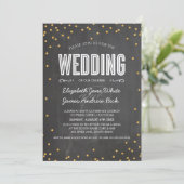Invitation MARIAGE mignon parties scintillant en or confetti  (Debout devant)