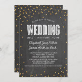 Invitation MARIAGE mignon parties scintillant en or confetti  (Devant / Derrière)