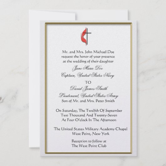 Invitation Mariage Militaire Méthodiste (Devant)