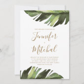 Invitation Mariage minimal à feuilles de palme tropicale flor (Devant)