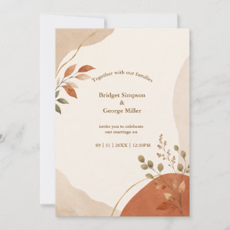 Invitation Mariage minimal à l'automne Terracotta Eucalyptus