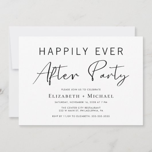 Invitation Mariage minimal après la fête (Devant)