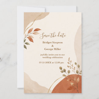 Invitation Mariage minimal automnal Terracotta Eucalyptus