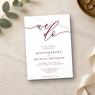 Invitation Mariage Minimal Burgundy Signature We Do Typo