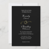 Invitation Mariage minimal chic avec fond noir et or blanc (Devant)