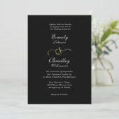Invitation Mariage minimal chic avec fond noir et or blanc (Debout devant)